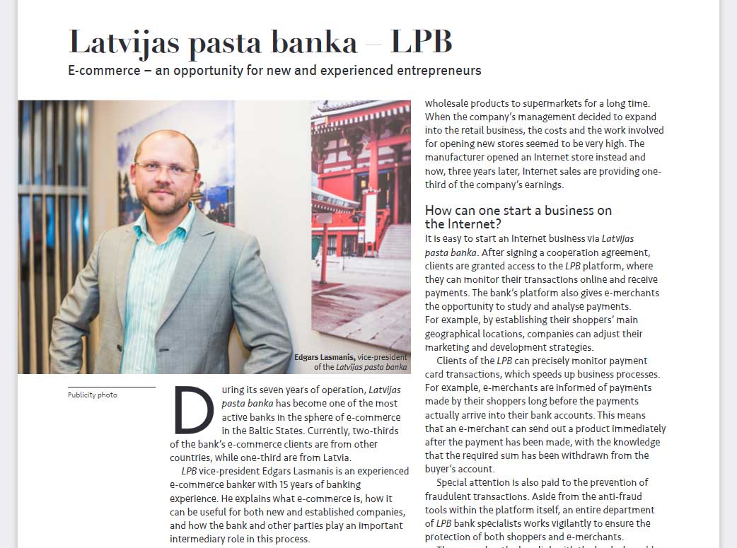 រូប Screenshot ពី​ការផ្សាយពាណិជ្ជកម្ម​មួយ​របស់​ធនាគារ ឡាតវីហាស៍ ប៉ាស្តា បង់កា (Latvijas Pasta Banka)។
