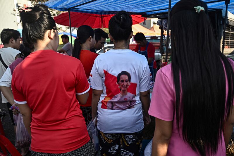 People at an outdoor market frequented by Myanmar migrant workers in Samut Sakhon, Thailand, Jan. 26, 2025.