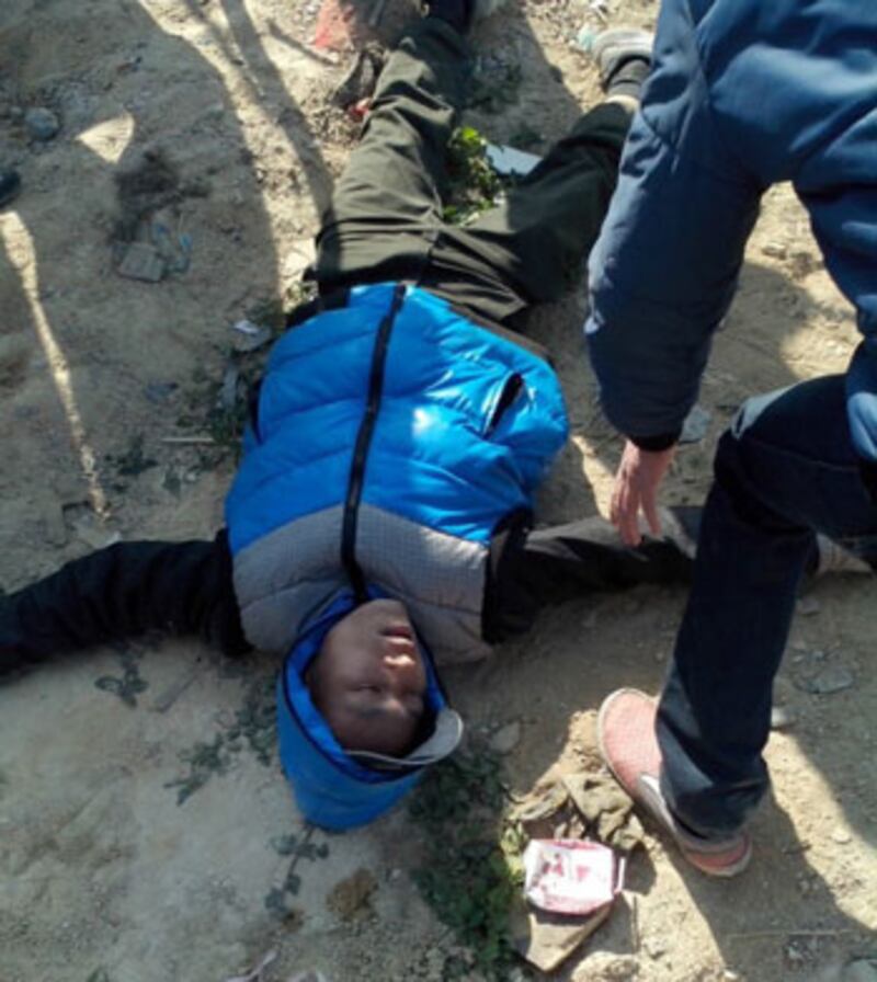 廣東省陽平鎮允泊村的村民，1月22日阻工抗議強徵時被打傷。（現場人士拍攝）