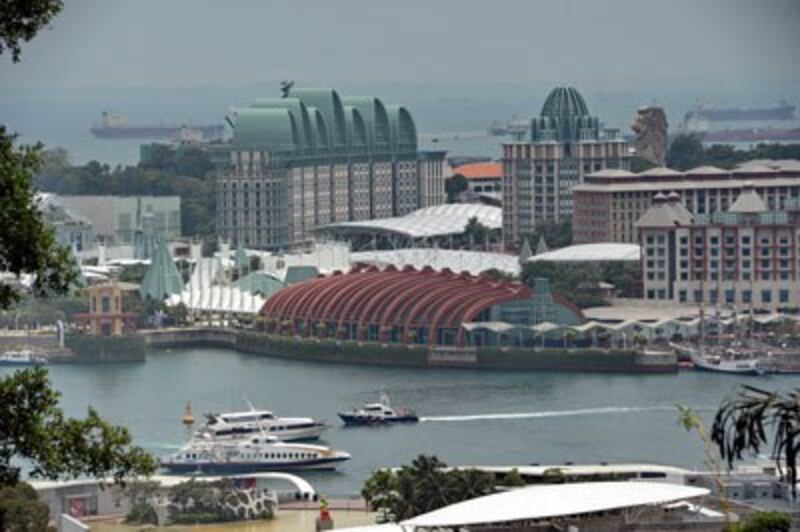 Khách sạn và công viên giải trí tại Resort World Sentosa, Singapore chụp hôm 10/3/2017.