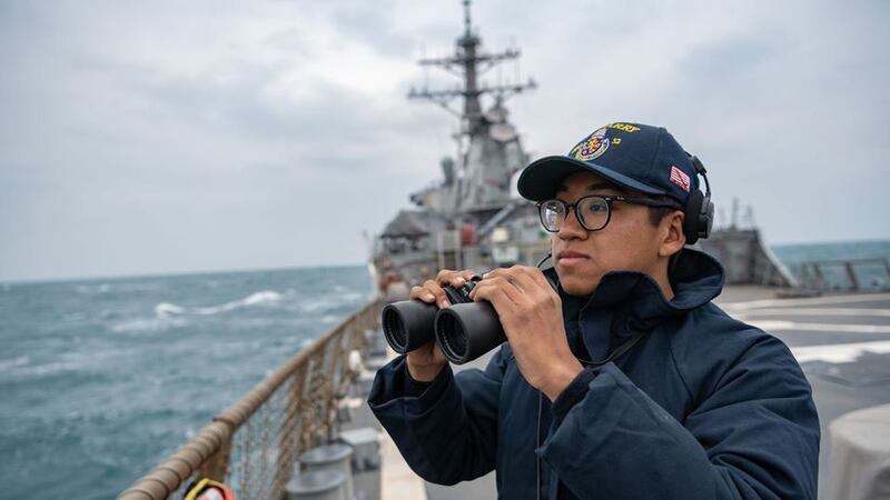 资料图片：美鉴贝瑞号继4月10日后，再度航经台湾海峡。（图／翻摄自U.S. Pacific Fleet脸书）