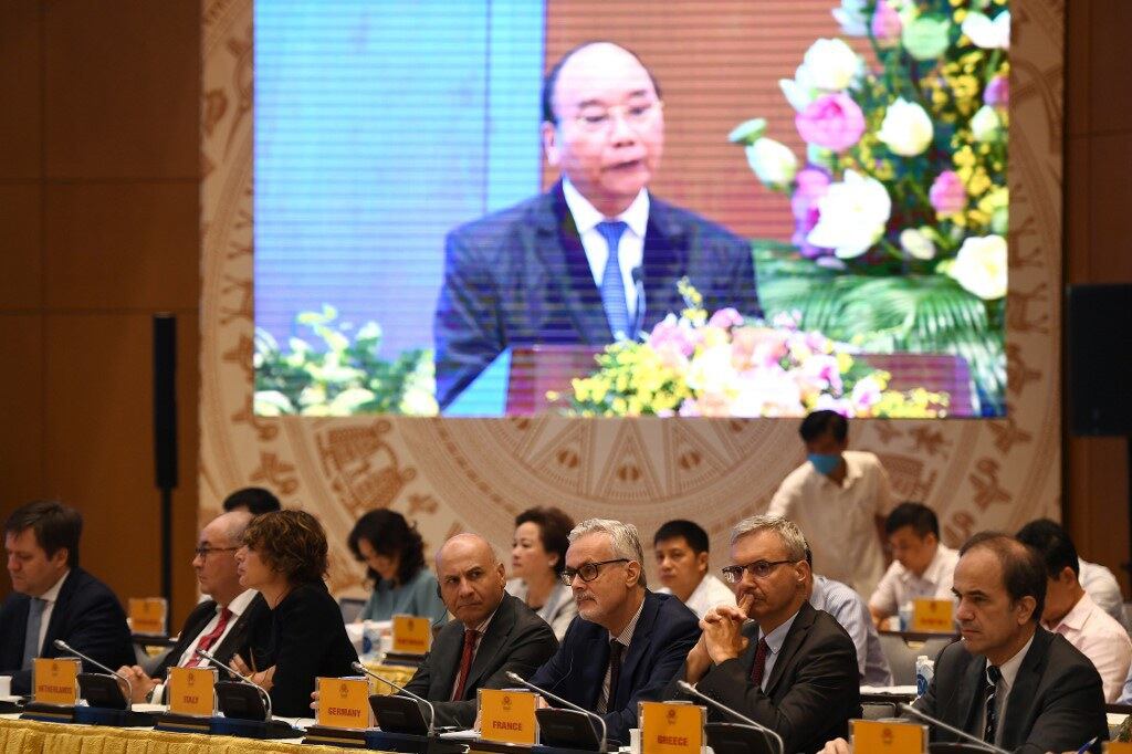 Ảnh minh họa. Thủ tướng Nguyễn Xuân Phúc phát biểu tại cuộc họp trực tuyến về kế hoạch thực hiện Hiệp định VFTA. Hình chụp ngày 6/8/2020.