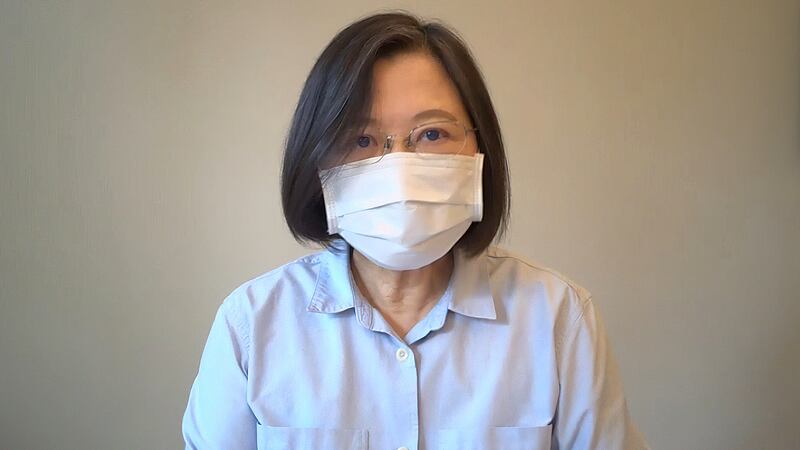 2021年9月22日，民進黨主席蔡英文：已啟動應變措施，順利化解中國片面暫停輸入台灣釋迦、蓮霧的打壓。（民進黨提供）