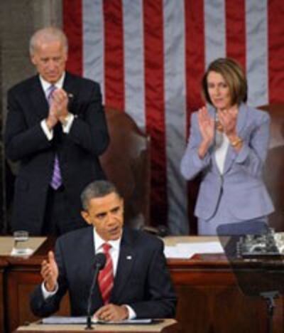 Tổng thống Barack Obama đọc Diễn văn về Tình trạng Liên bang trước Quốc Hội Hoa Kỳ. AFP Photo.