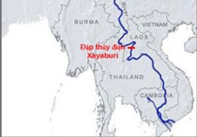 Vị trí đập Xayaburi trên sông Mê Kong (files photos)