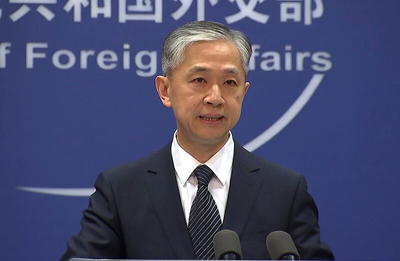 中国外交部发言人汪文斌2022年5月23日表示，一个中国原则不容任何挑战。（美联社图片）