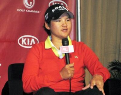 图片：世界女子高球球后曾雅妮抵洛参加LPGA锦标赛。(记者萧融摄)