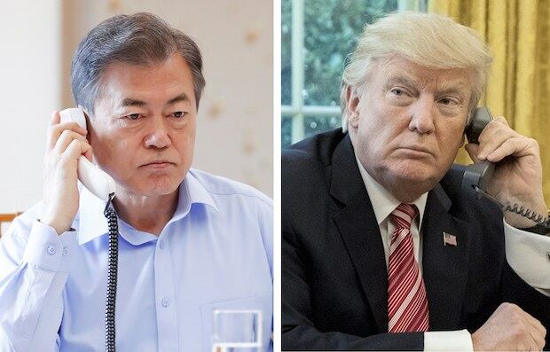 문재인 대통령이 20일 오전 청와대 관저 소회의실에서 미국 도널드 트럼프 대통령과 통화했다고 청와대가 밝혔다.