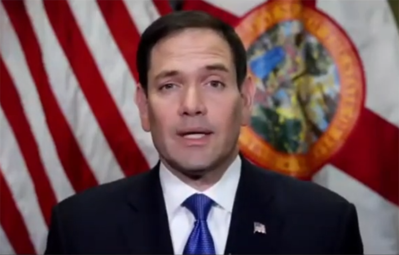 美国共和党联邦参议员卢比奥(Marco Rubio)今年六月特别发表一段视频,阐明他对美国政府雇员的养老基金投资中国的看法。他说:“这是一个事实,就是当你和中国公司商业往来时,你最终就是在和中共打交道。”(视频截图)