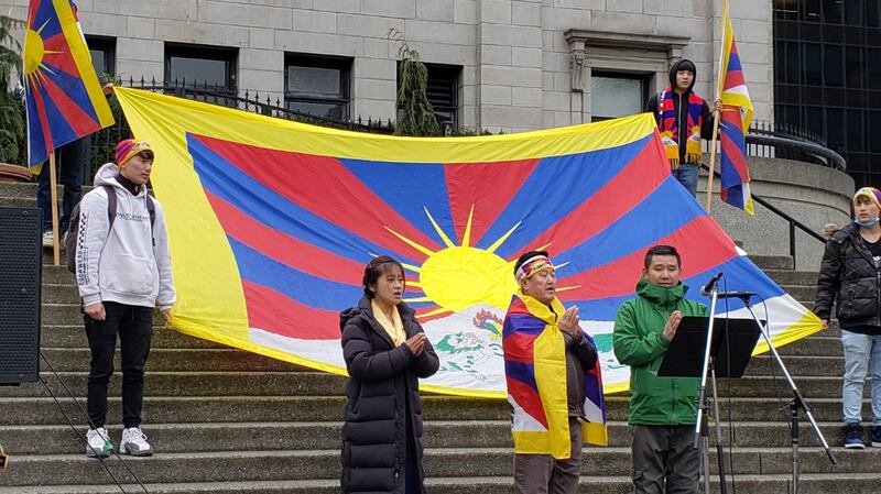 温哥华举行西藏抗暴61周年纪念活动。(记者柳飞拍摄)