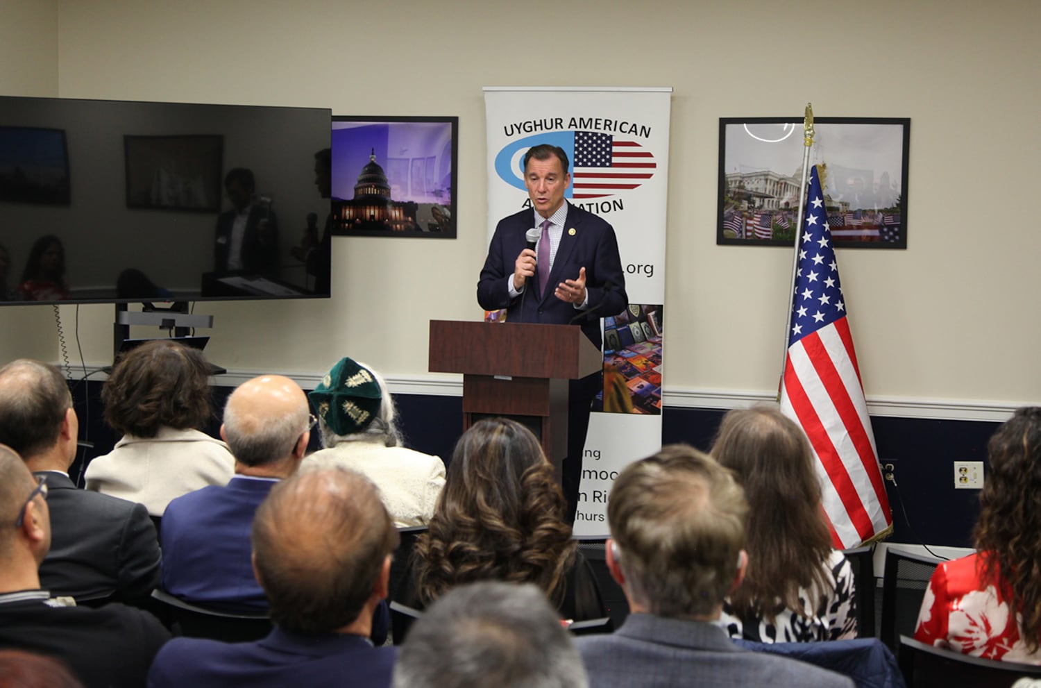 Rep. Tom Suozzi speaks at a commemoration of East Turkestan National Day on Capitol Hill in Washington, D.C., Nov. 13, 2024.