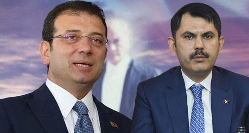 ئوڭدىن سولغا مۇرات قۇرۇم بىلەن ئەكرەم ئىمام ئوغلۇ ئىستانبۇل شەھەر باشلىقى نامزاتى