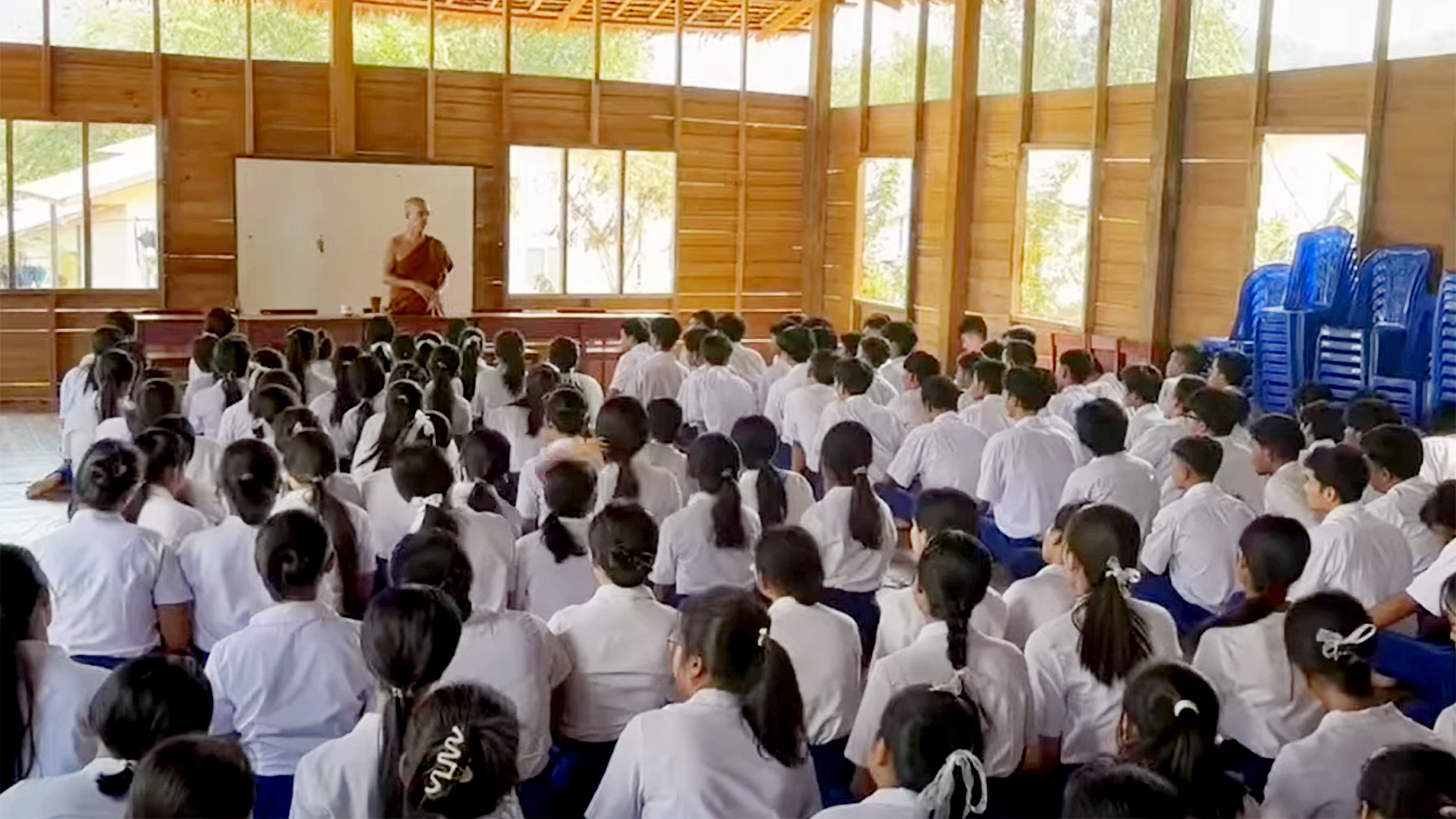 Students attend class at Mon National College in Ye Township, Mon state, Myanmar.
