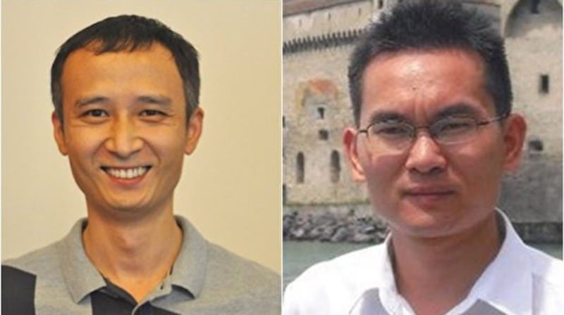 中国民间公益组织“长沙富能”的工作人员程渊（左）与刘永泽（志愿者提供/记者乔龙）