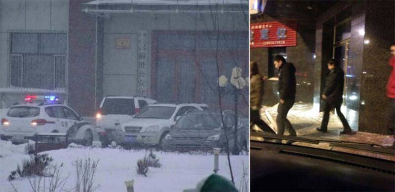 18日，律師前往法院途中，多處道路被封；而出庭後返回酒店期間，有便衣一直跟蹤。（相片自微信） 