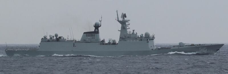 中共海军054A飞弹护卫舰“滨州舰”。（维基百科）