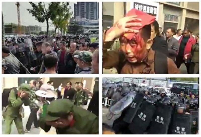 山东平度市老兵维权事件,2018年10月7日老兵与警方发生冲突之后,在平度现场的五六百名老兵全部被抓至西关小学与中学,8日,学校停课,老兵陆续被当地政府遗送回家。(视频截图)