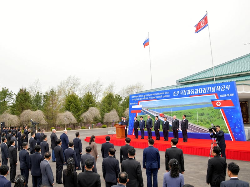 Satellite imagery shows new North Korea-Russia bridge nearing completion