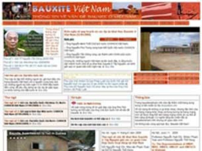 Trang web bauxitevietnam. Hình chụp từ trang bauxitevietnam.