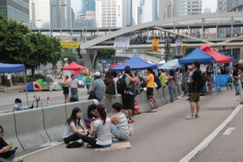 Protesters hold out in Hong Kong's Admiralty district, Oct. 9, 2014. Credit: RFA