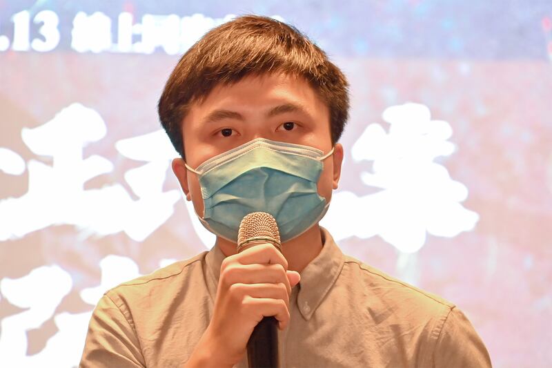 2021年9月13日，「香港邊城青年」理事長江旻諺：不要對中國自動走向民主化存有幻想。（鍾廣政 攝）