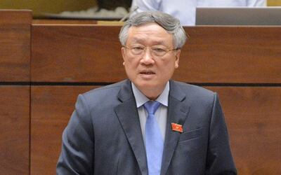 Chánh án Nguyễn Hoà Bình tại phiên họp sáng 25/5/2020.