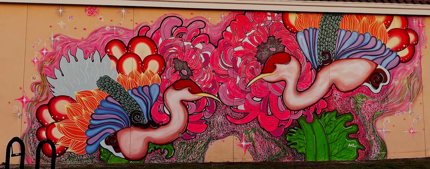 A mural by student Annie Dong at New College of Florida, in Sarasota, was painted over.