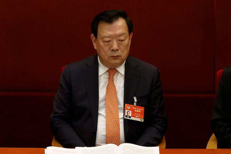 资料图片:2021年3月4日,港澳事务办公室主任夏宝龙出席中国政协会开幕式。(路透社)