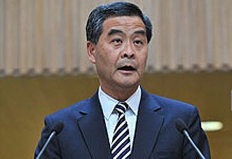 香港行政長官梁振英周一即8號宣佈接納開展德育和國民教育科委員會建議，正式擱置國民教育教的課程指引，並同意委員會結論，認為無需撤科。（相片由香港政府新聞處提供）