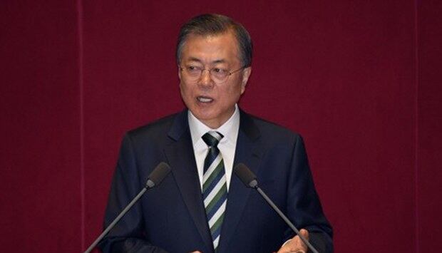 문재인 대통령이 22일 오전 국회 본회의장에서 2020년도 예산안 시정연설을 하고 있다.