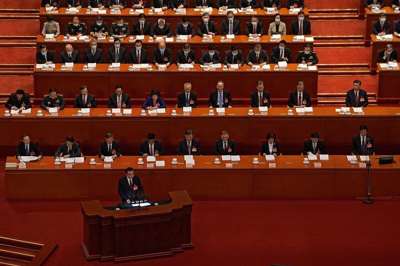 2021年3月5日,中国国务院总理李克强在在全国人民代表大会开幕式上。 (美联社)