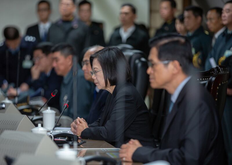2020年1月3日，台灣總統蔡英文視察台灣作戰指揮中心「衡山指揮所」並發表講話。（台灣總統府提供）