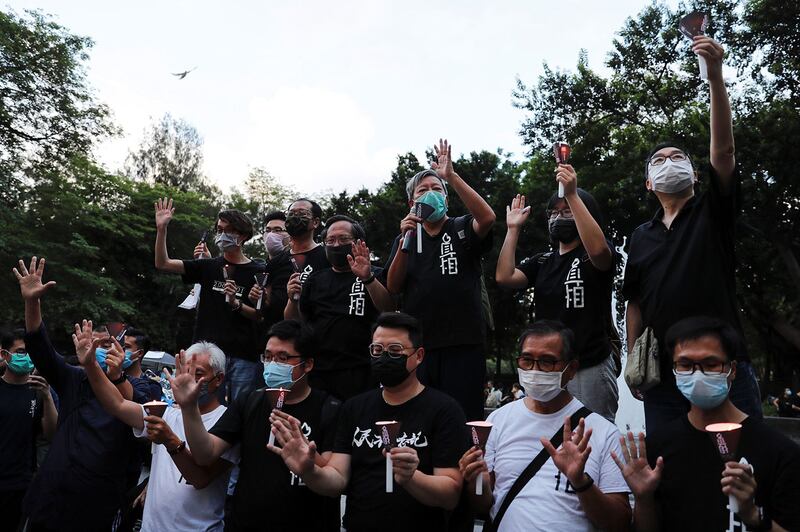 去年六四集会，一共有26名民主派人士被控煽惑他人参与未经批准集结等罪。（路透社图片）