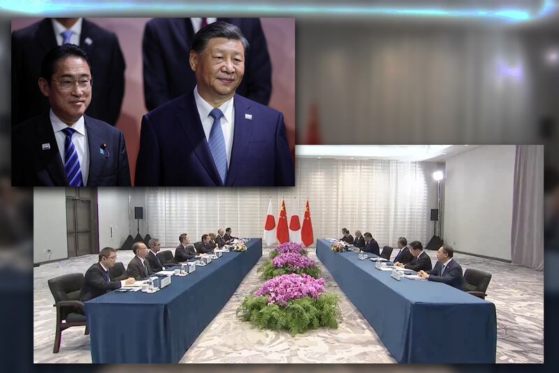 兩國會談於習近平下榻的酒店舉行。（粵語組製圖）