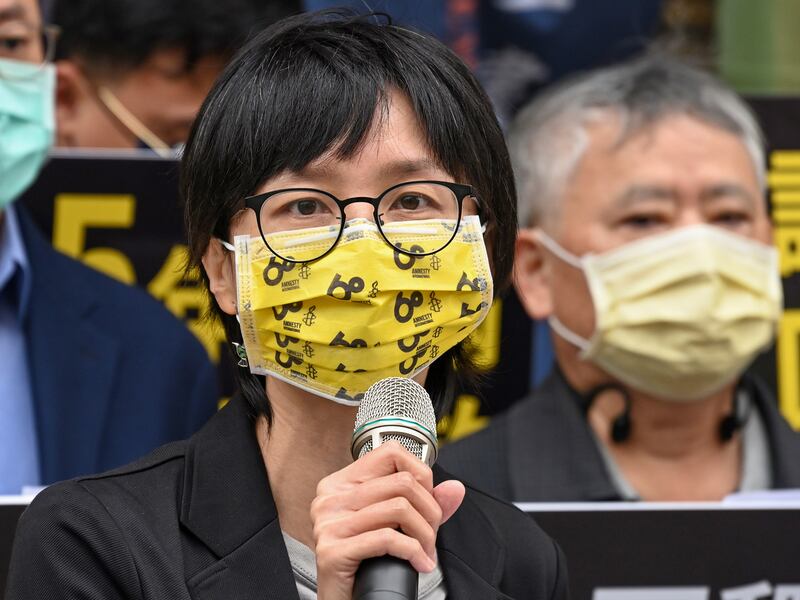 國際特赦組織台灣分會秘書長邱伊翎：中國已沒理由用任何的藉口將明哲滯留於中國。（鍾廣政 攝）