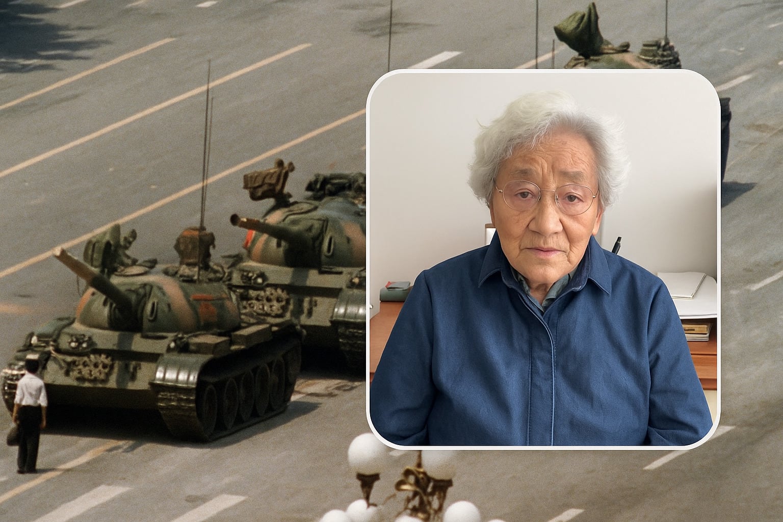 张先玲录制影片读出六四36周年的祭文。