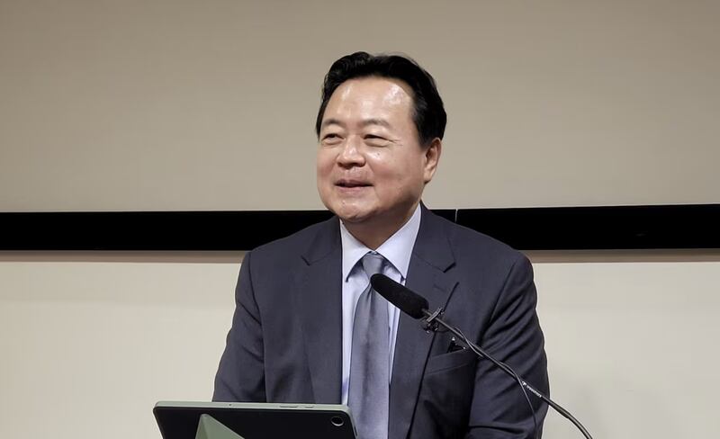 조현동 주미대사가 2월 26일 미국 워싱턴 DC에서 특파원 간담회를 하고 있다.