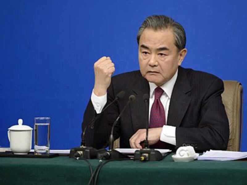 China's Foreign Minister Wang Yi speaks at a press conference during the National People's Congress in Beijing, March 8, 2017.