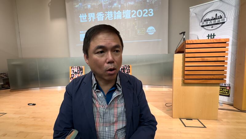 主辦人錢志健認為，舉辦世界香港論壇是要為離散港人找到未來方向，並非只是圍爐取暖。（胡彗藍攝）