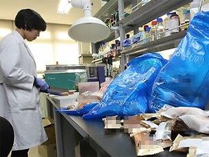 일본 후쿠시마 원전 폭발사고로 일본산 식품의 방사선 오염을 통한 2차 피해가 우려되는 가운데 21일 오후 인천시 남구 주안동 경인지방식품의약품안전청에서 연구원들이 일본산 가공식품 방사능 검사를 하기 위해 시료를 준비하고 있다.