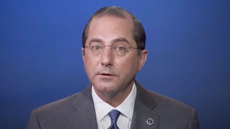 美国卫生部长阿扎（Alex Azar）发言力挺台湾2300万人的健康，绝对不能为了传达一个政治讯息而被牺牲。（图取自World Health Organization (WHO) YouTube网页youtube.com）