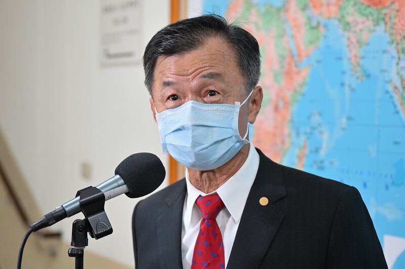 2021年10月12日,陸委會主委邱太三:台灣前途由當地2300萬人民決定而非中國13億人。(鍾廣政 攝)