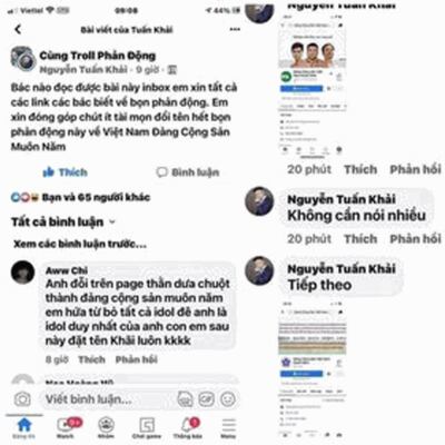 Hình chụp từ một trang Facebook thân chính phủ ca ngợi vụ tấn công. FB: Cùng troll phản động