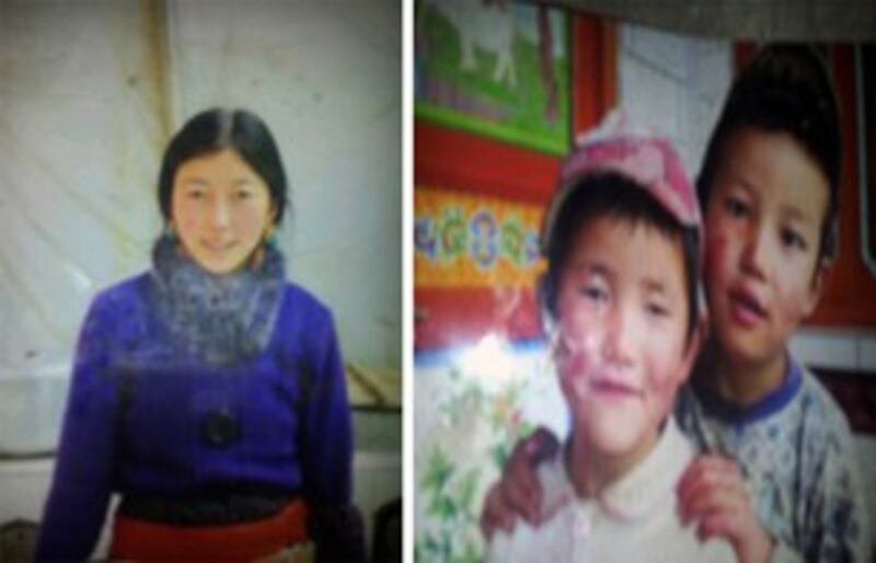 图片:桑杰嘉措的妻子及七岁与五岁的儿女。(受访人提供)