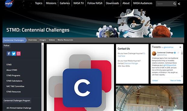미국 항공우주국(NASA)의 ‘세기의 도전(Centennial Challenges)’ 안내 홈페이지 화면 캡쳐.
