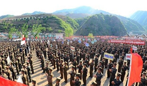 함경남도 단천 일대에 건설하는 단천 발전소 건설 착공식이 지난 18일 현지에서 열리고 있다.