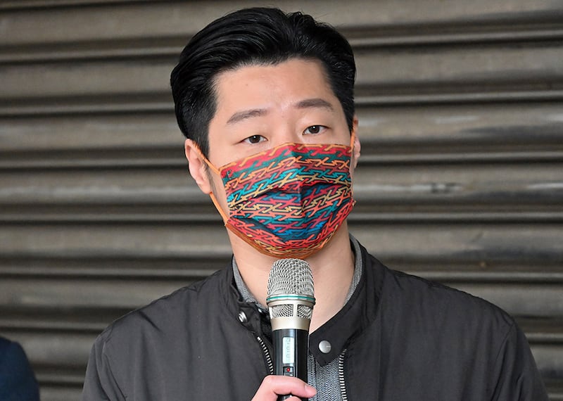 2022年2月9日,無黨籍立委林昶佐:台灣必須要跟藏人站在一起,讓國際社會看到。(鍾廣政 攝)