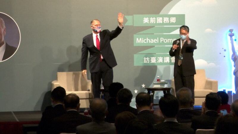 美国前国务卿蓬佩奥在台湾发表专题演讲。(记者 李宗翰摄)