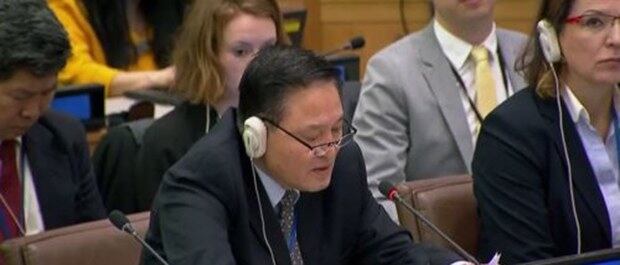 사진은 유엔 제3위원회에서 발언하는 자성남 주유엔 북한대사.