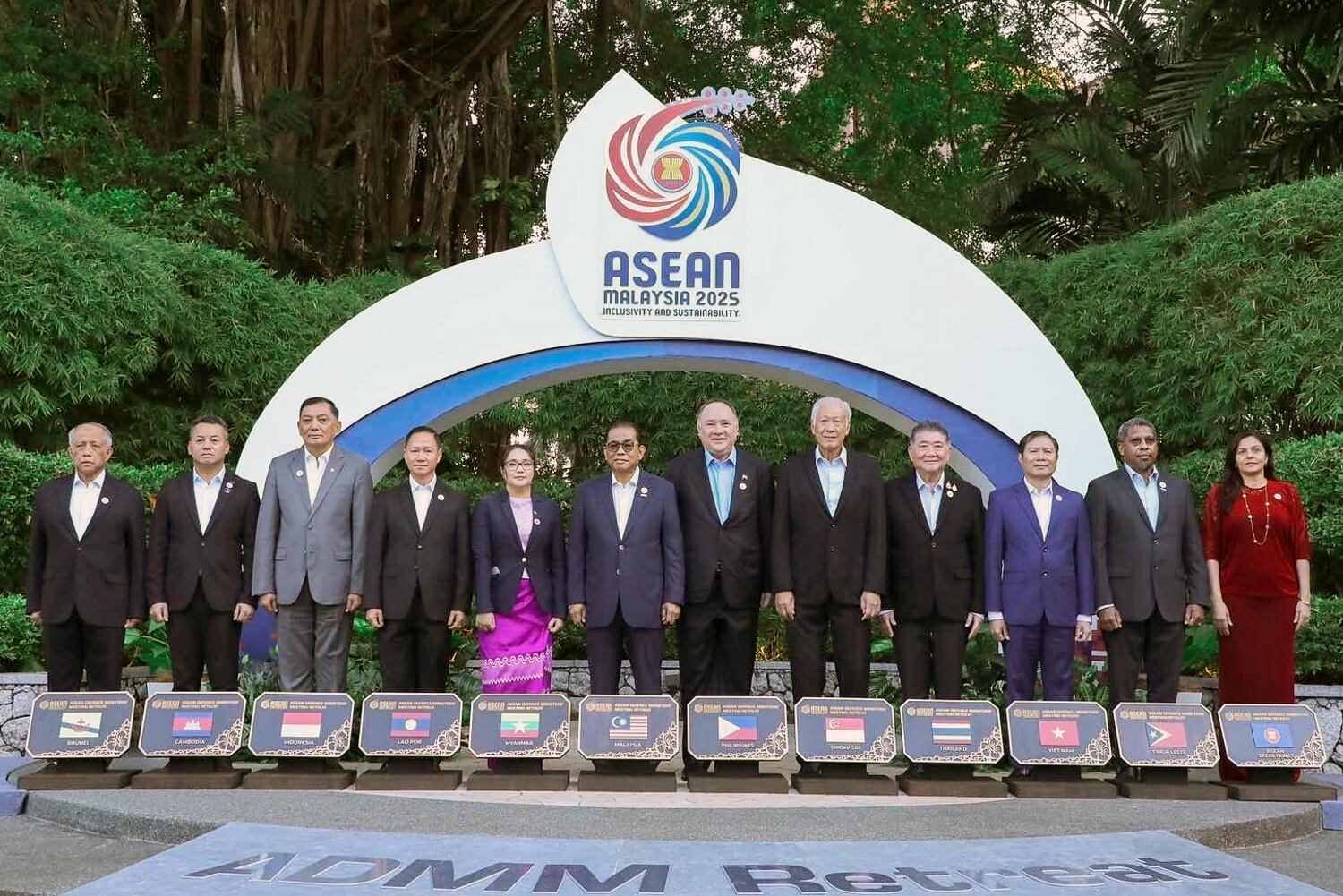 ASEAN defense ministers pose in Penang, Malaysia, on Feb. 26, 2025.